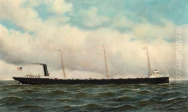 The Tanker S.s. Oil Painting by Antonio Nicolo Gasparo Jacobsen