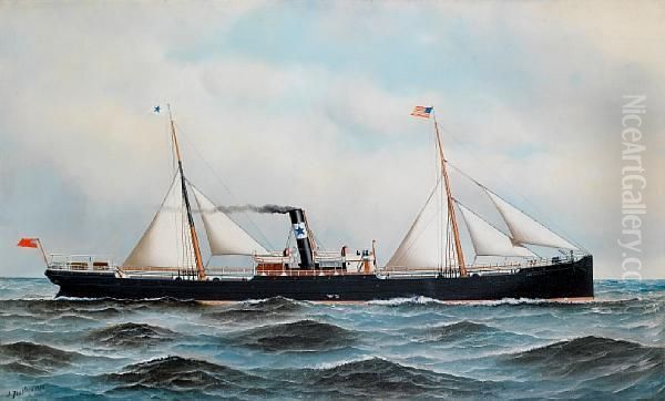 S.s. Jersey City Oil Painting by Antonio Nicolo Gasparo Jacobsen