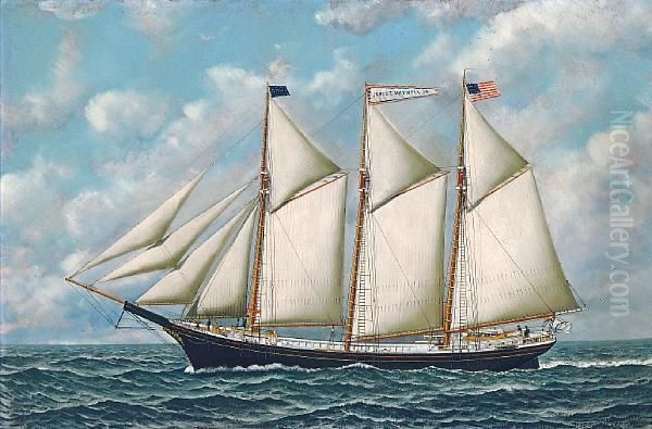 The Three-masted American Oil Painting by Antonio Nicolo Gasparo Jacobsen