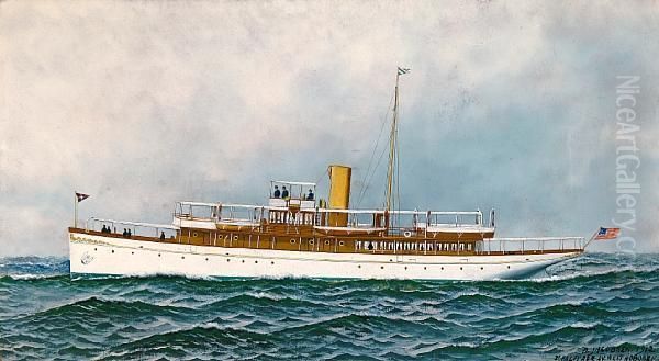 The American Steam Yacht Cristina At Sea Oil Painting by Antonio Nicolo Gasparo Jacobsen