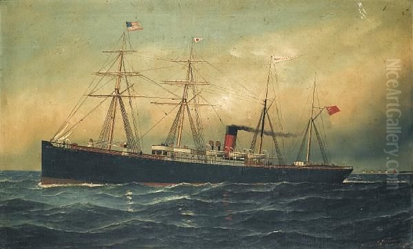 The Wilson Line Steamer Oil Painting by Antonio Nicolo Gasparo Jacobsen