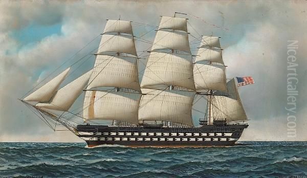 U.s.s. South Carolina Oil Painting by Antonio Nicolo Gasparo Jacobsen