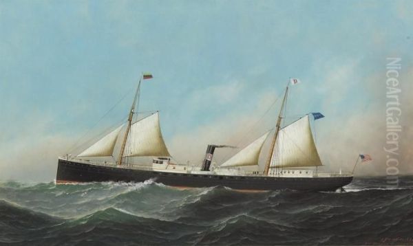 The Steamship Caracas Oil Painting by Antonio Nicolo Gasparo Jacobsen