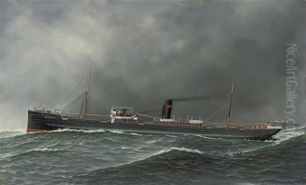 The Steamship 
Clan Farquhar 
 In Heavy Seas Oil Painting by Antonio Nicolo Gasparo Jacobsen