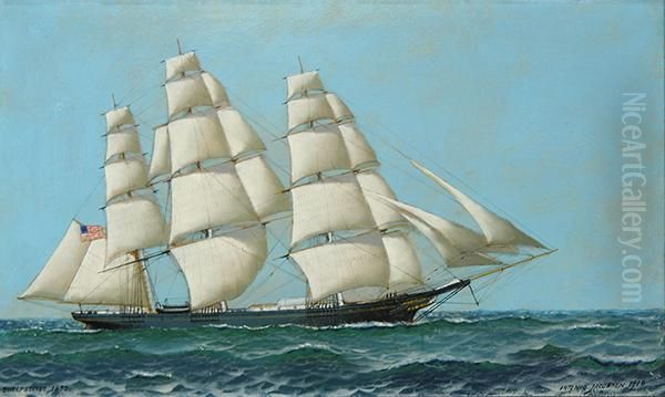 Clipper Ship Sweepstakes Oil Painting by Antonio Nicolo Gasparo Jacobsen