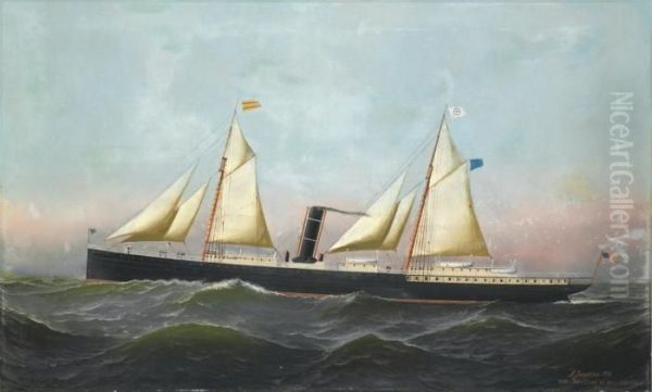 The S.s. 
Newport Oil Painting by Antonio Nicolo Gasparo Jacobsen