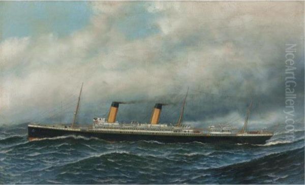 The Steamship Oceanic Oil Painting by Antonio Nicolo Gasparo Jacobsen