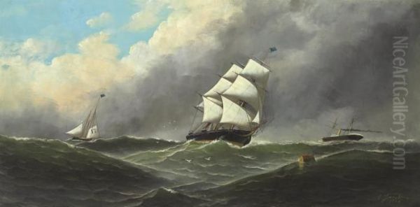 Rough Seas Oil Painting by Antonio Nicolo Gasparo Jacobsen