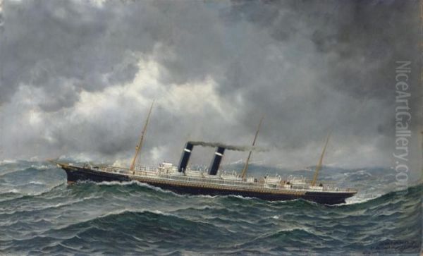 The American Liner Oil Painting by Antonio Nicolo Gasparo Jacobsen