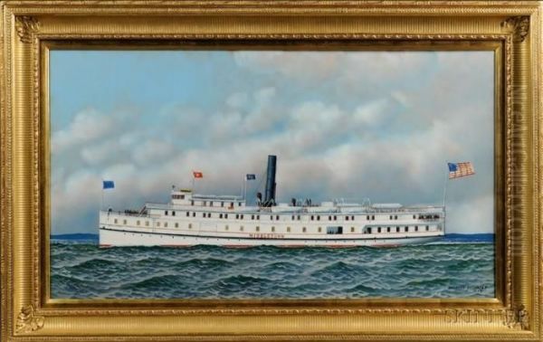 Portrait Of The Steamship 
Middletown. Oil Painting by Antonio Nicolo Gasparo Jacobsen