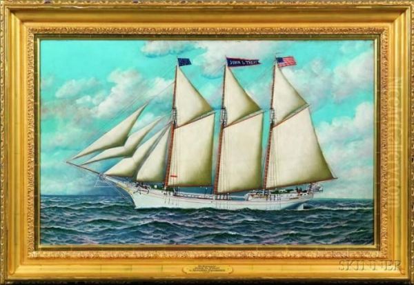 Portrait Of The American Schooner Oil Painting by Antonio Nicolo Gasparo Jacobsen