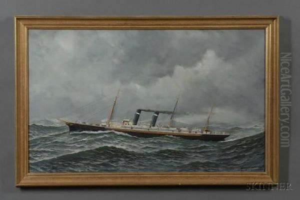 Portrait Of The American Screw Steamer Oil Painting by Antonio Nicolo Gasparo Jacobsen