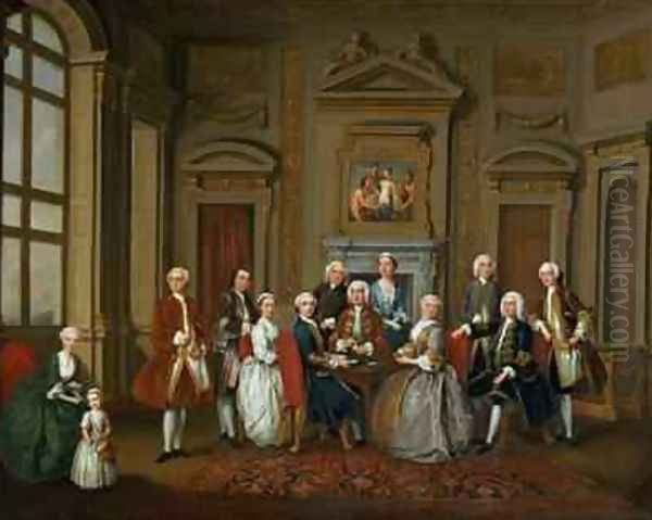 A Family in a Palladian Interior The Tylney Group 1740 Oil Painting by Joseph Francis Nollekens