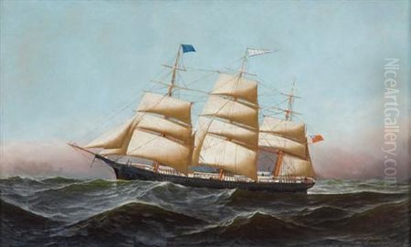 Portrait Of The Ship E.j. Spicer Oil Painting by Antonio Nicolo Gasparo Jacobsen