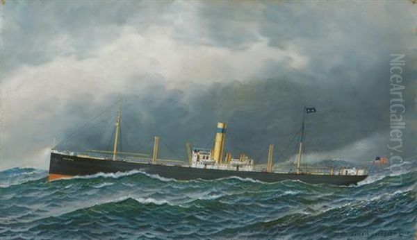 ''s.s. Mexican'' Oil Painting by Antonio Nicolo Gasparo Jacobsen