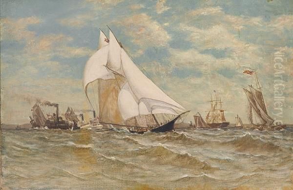 A Regatta Off Sandy Hook Oil Painting by Antonio Nicolo Gasparo Jacobsen