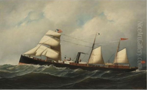 The Steamship Athens Oil Painting by Antonio Nicolo Gasparo Jacobsen