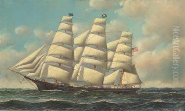 Portrait Of An American Ship. Oil Painting by Antonio Nicolo Gasparo Jacobsen