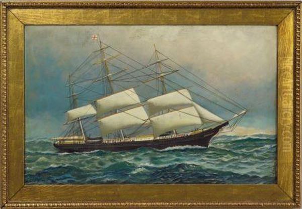 Portrait Of The Clipper Ship Game Cock Of Boston. Oil Painting by Antonio Nicolo Gasparo Jacobsen