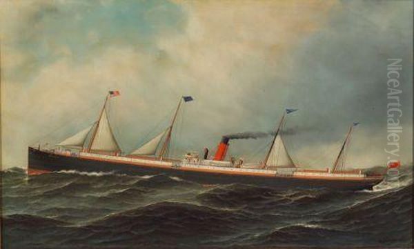 Portrait Of The Screw Steamer 
Mississippi. Oil Painting by Antonio Nicolo Gasparo Jacobsen