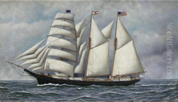 Portrait Of The Barkentine 'mannie Swan' Oil Painting by Antonio Nicolo Gasparo Jacobsen