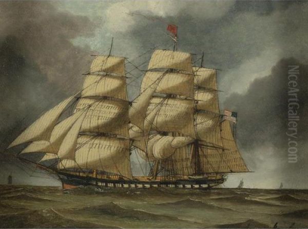 Sailing Ship Oil Painting by Antonio Nicolo Gasparo Jacobsen