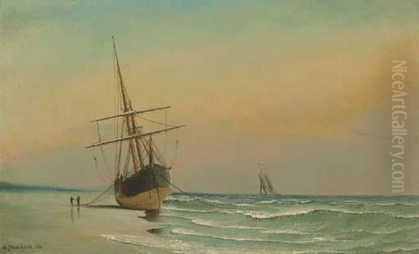 The Ship Ashore For Breening Oil Painting by Antonio Nicolo Gasparo Jacobsen