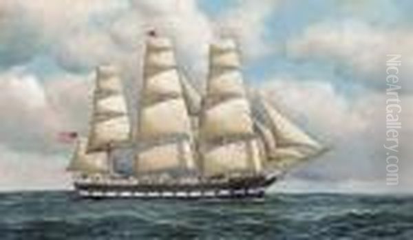 The Fidelia Under Full Sail Oil Painting by Antonio Nicolo Gasparo Jacobsen