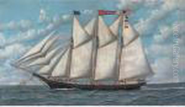 Schooner Olive Oil Painting by Antonio Nicolo Gasparo Jacobsen