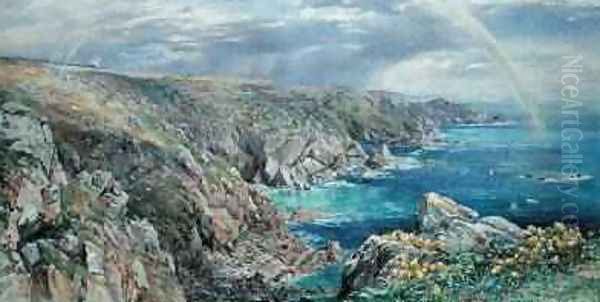 South Coast of Guernsey from the Cribiere 1862 Oil Painting by Paul Jacob Naftel