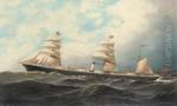 The Steam Sail Ship Erin Oil Painting by Antonio Nicolo Gasparo Jacobsen