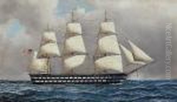 U.s. Ship-of-the-line Oil Painting by Antonio Nicolo Gasparo Jacobsen