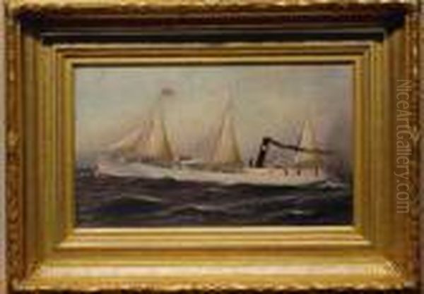 The Steamship 'managua' Oil Painting by Antonio Nicolo Gasparo Jacobsen