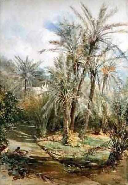 The Palm Garden Bordighera 1878 Oil Painting by Paul Jacob Naftel