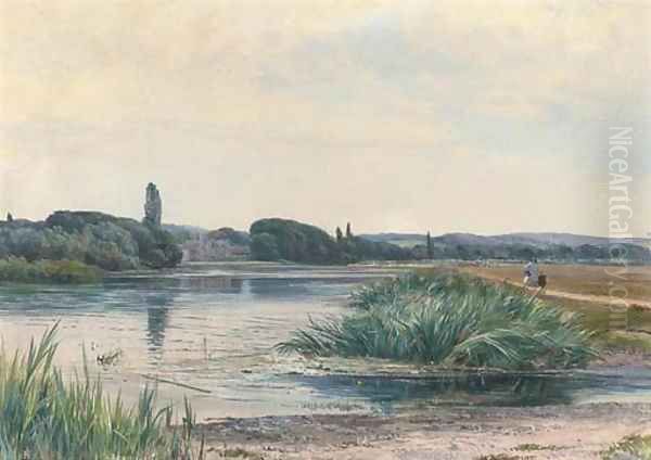 A summer's day at Goring-on-Thames Oil Painting by Paul Jacob Naftel