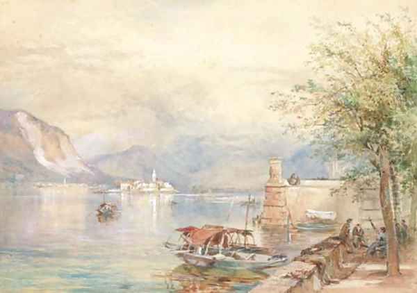 Island of Pescatori, Maggiore Oil Painting by Paul Jacob Naftel