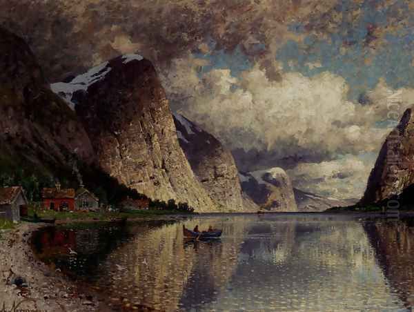 A Cloudy Day On A Fjord Oil Painting by Adelsteen Normann