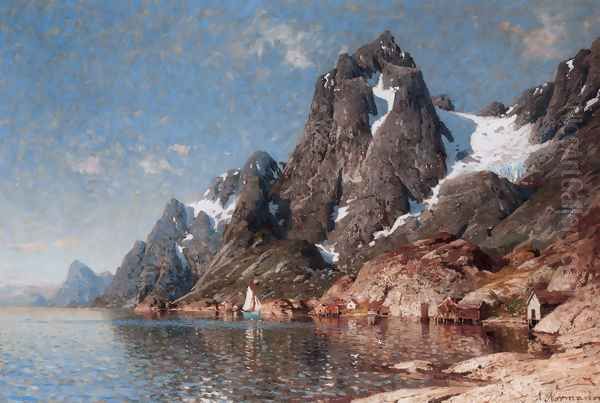 Seilbåter På Fjorden (Sailing on the Fjord) Oil Painting by Adelsteen Normann