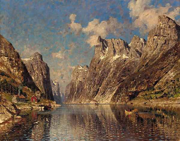 A Norwegian fjord 2 Oil Painting by Adelsteen Normann