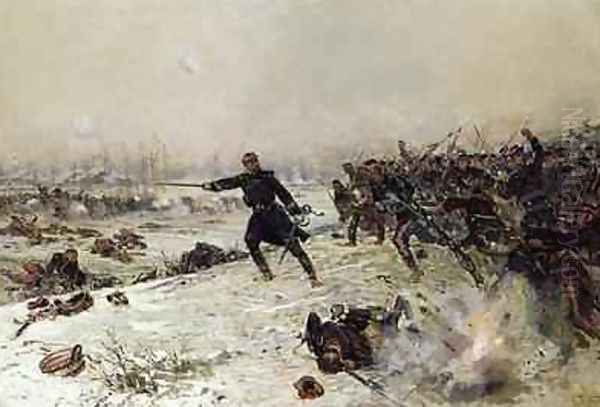 Episode of the War of 1870 Battle of Chenebier 16th January 1871 1882 Oil Painting by Alphonse Marie de Neuville