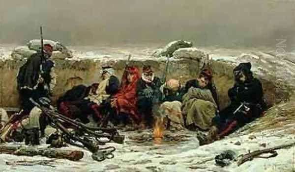 In the Trenches 1874 Oil Painting by Alphonse Marie de Neuville