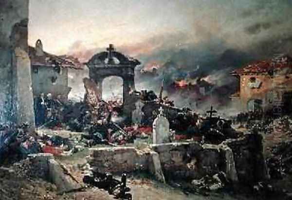 The Cemetery of Saint Privat 18th August 1870 1881 Oil Painting by Alphonse Marie de Neuville