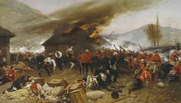 The Defence of Rorkes Drift 1880 Oil Painting by Alphonse Marie de Neuville