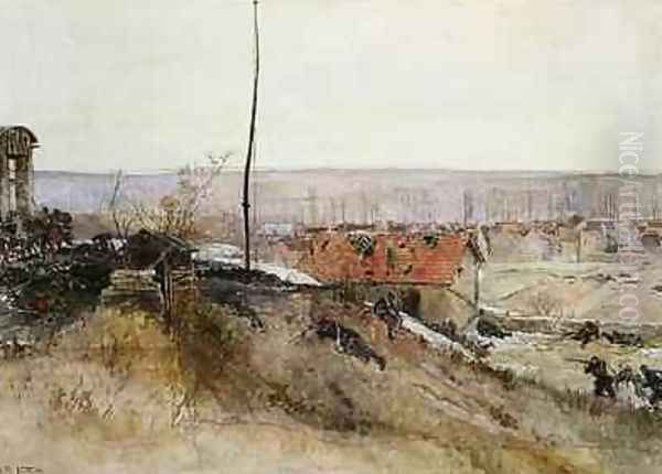 Attack on the Lime Kiln at the Champigny Quarry 2nd December 1870 1881 Oil Painting by Alphonse Marie de Neuville