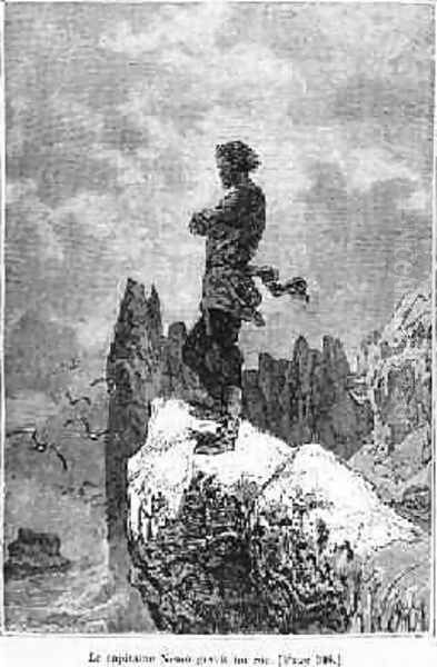 Captain Nemo climbing a rock Oil Painting by Alphonse Marie de Neuville