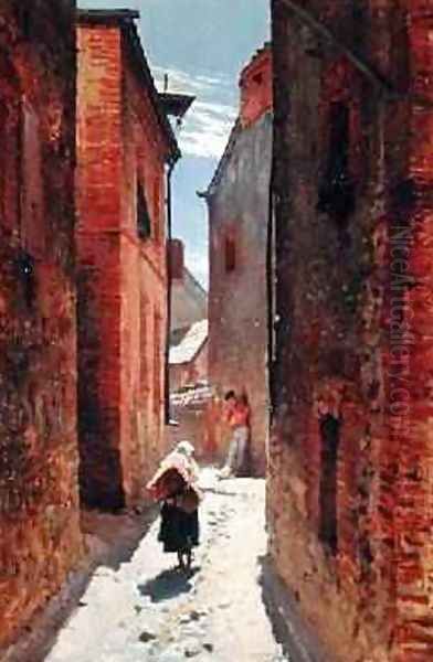 Street in the Old Town 1873 Oil Painting by Alphonse Marie de Neuville