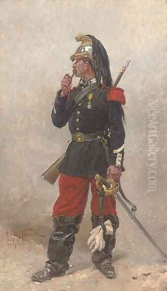 French dragoon Oil Painting by Alphonse Marie de Neuville