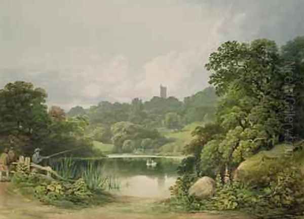 View towards King Alfreds Tower Stourhead Oil Painting by Francis Nicholson