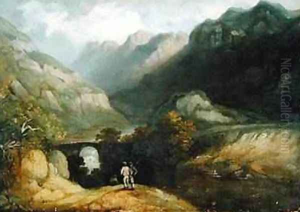 Pont Aberglaslyn 1809 Oil Painting by Francis Nicholson