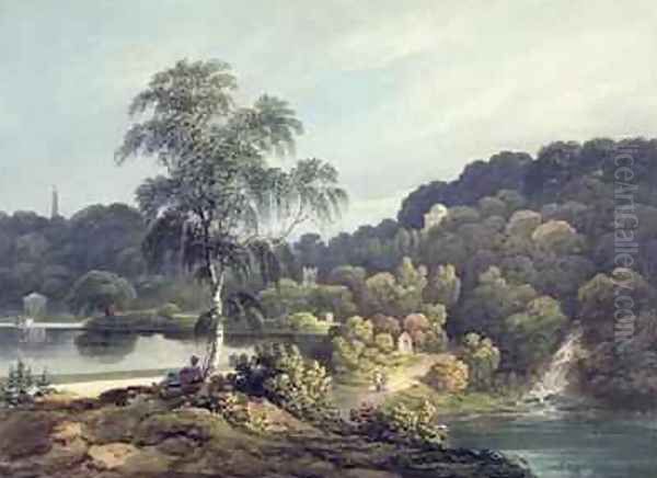 View of Stourhead Wiltshire late 18th century Oil Painting by Francis Nicholson